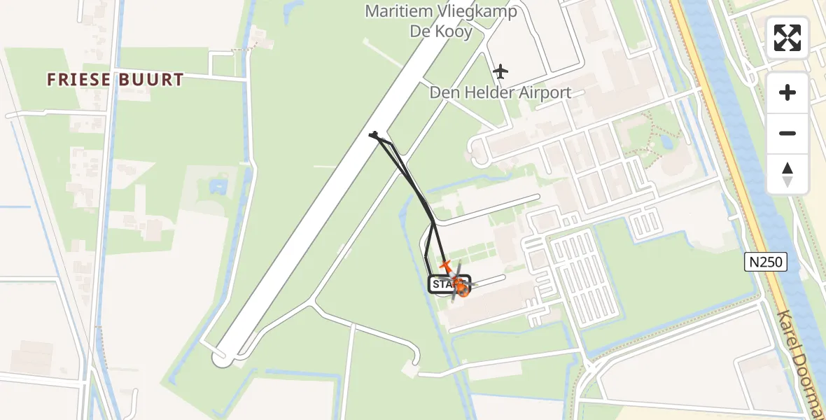 Vluchtroute Kustwachthelikopter Militair vliegveld De Kooy / Den Helder Airport - Militair vliegveld De Kooy / Den Helder Airport, 18 augustus 2026, 18:52