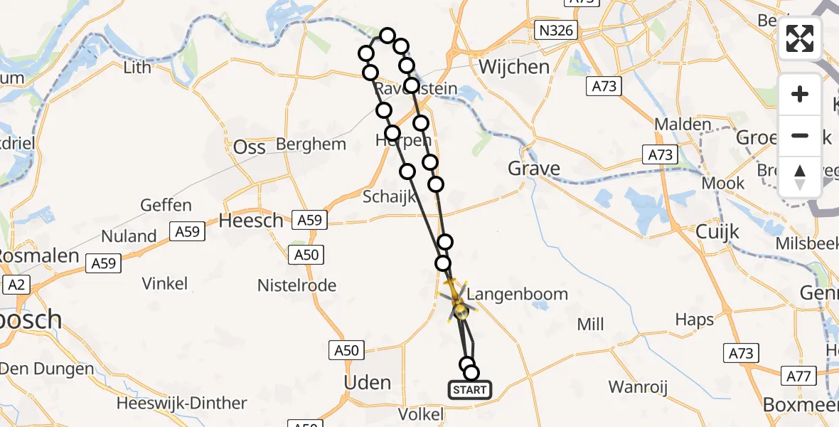 Vluchtroute Traumahelikopter Vliegbasis Volkel - Zeeland, 18 augustus 2026, 19:05