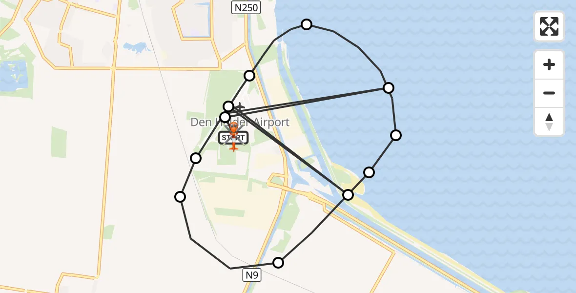 Vluchtroute Kustwachthelikopter Militair vliegveld De Kooy / Den Helder Airport - Militair vliegveld De Kooy / Den Helder Airport, 18 augustus 2026, 20:30