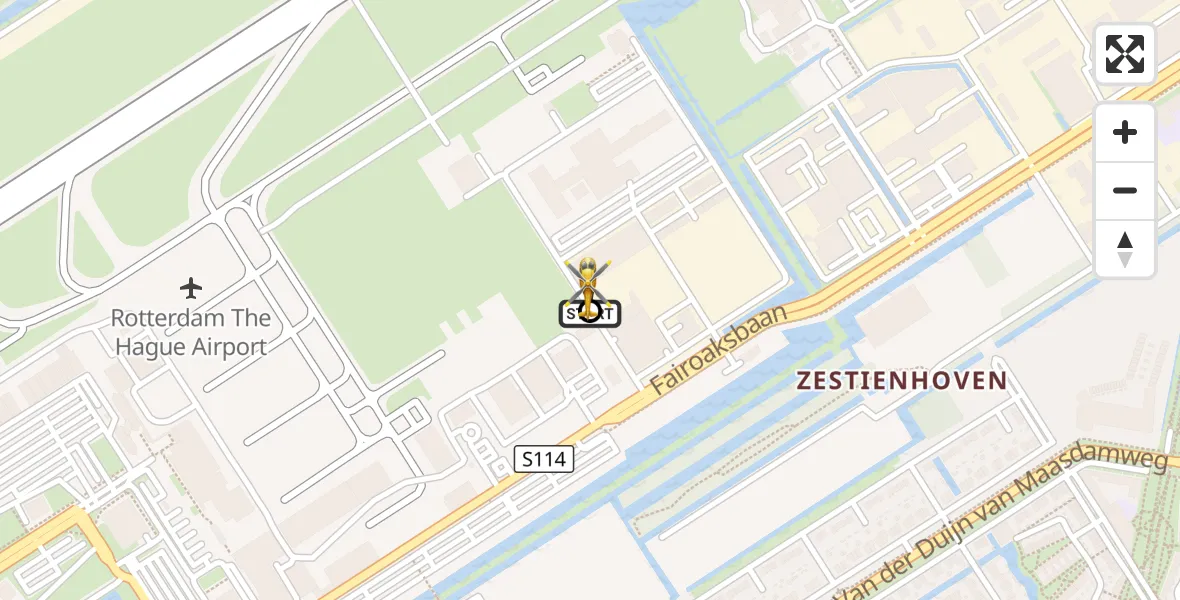 Vluchtroute Traumahelikopter Rotterdam The Hague Airport - Rotterdam, 19 augustus 2026, 05:53