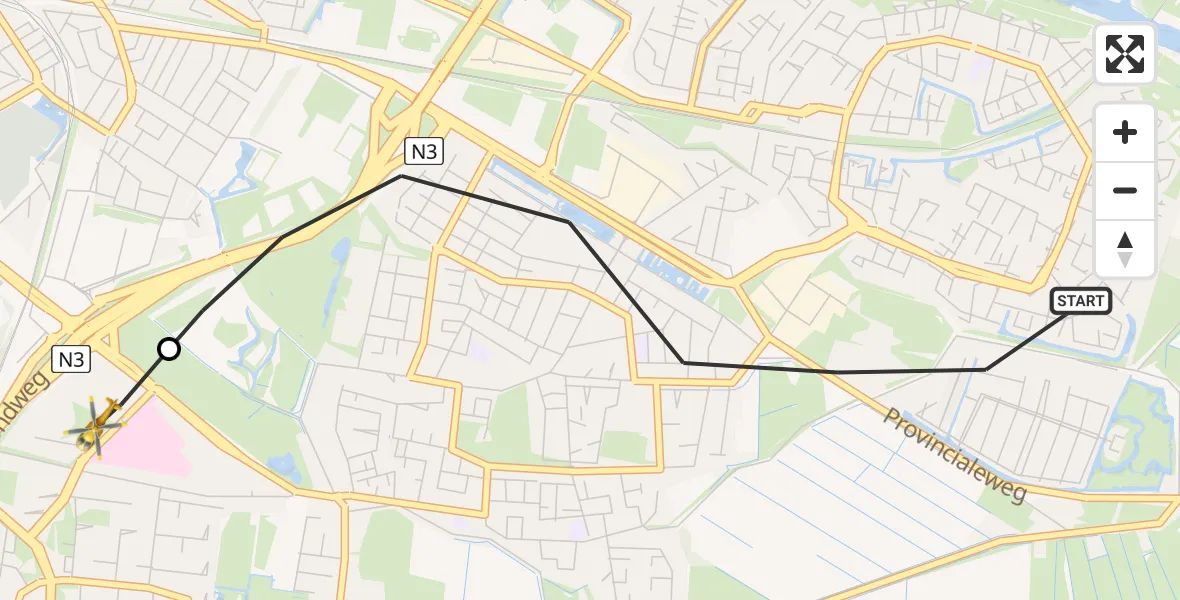 Vluchtroute Traumahelikopter Dordrecht - Albert Schweitzer Hospital Dordrecht Heliport, 19 augustus 2026, 07:40