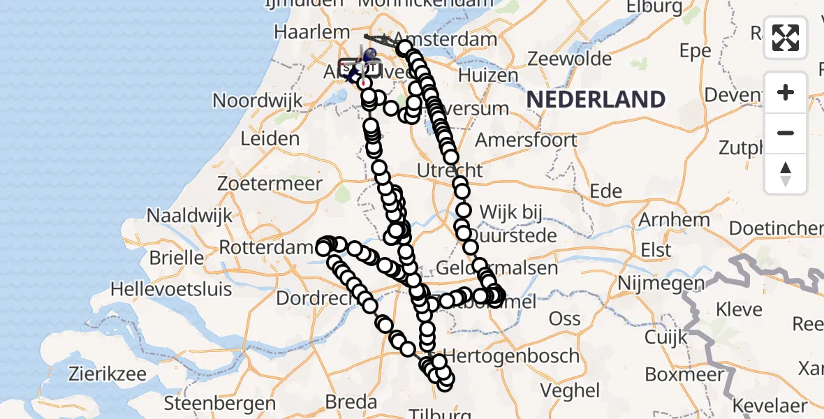 Vluchtroute Politiehelikopter Amsterdam Vliegveld Schiphol - Amsterdam Vliegveld Schiphol, 19 augustus 2026, 08:39