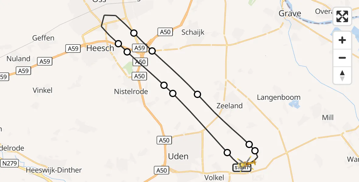 Vluchtroute Traumahelikopter Vliegbasis Volkel - Vliegbasis Volkel, 19 augustus 2026, 09:06
