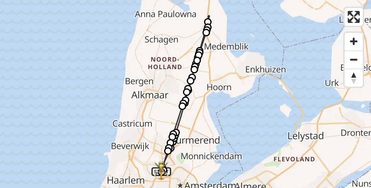Vluchtroute Traumahelikopter Amsterdam Heliport - Amsterdam Heliport, 19 augustus 2026, 09:39