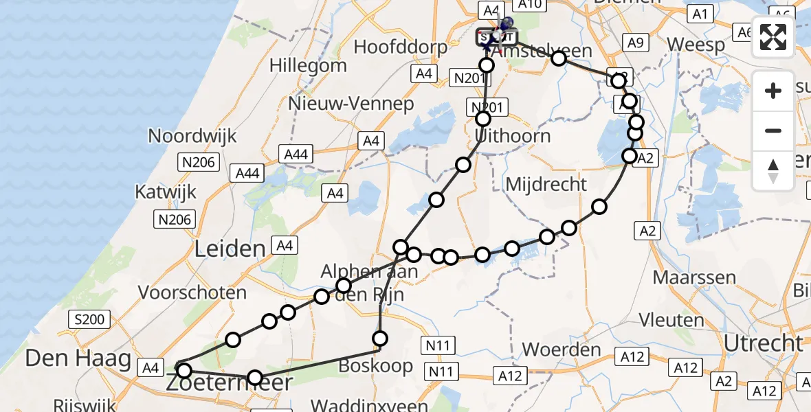 Vluchtroute Politiehelikopter Amsterdam Vliegveld Schiphol - Amsterdam Vliegveld Schiphol, 19 augustus 2026, 11:47