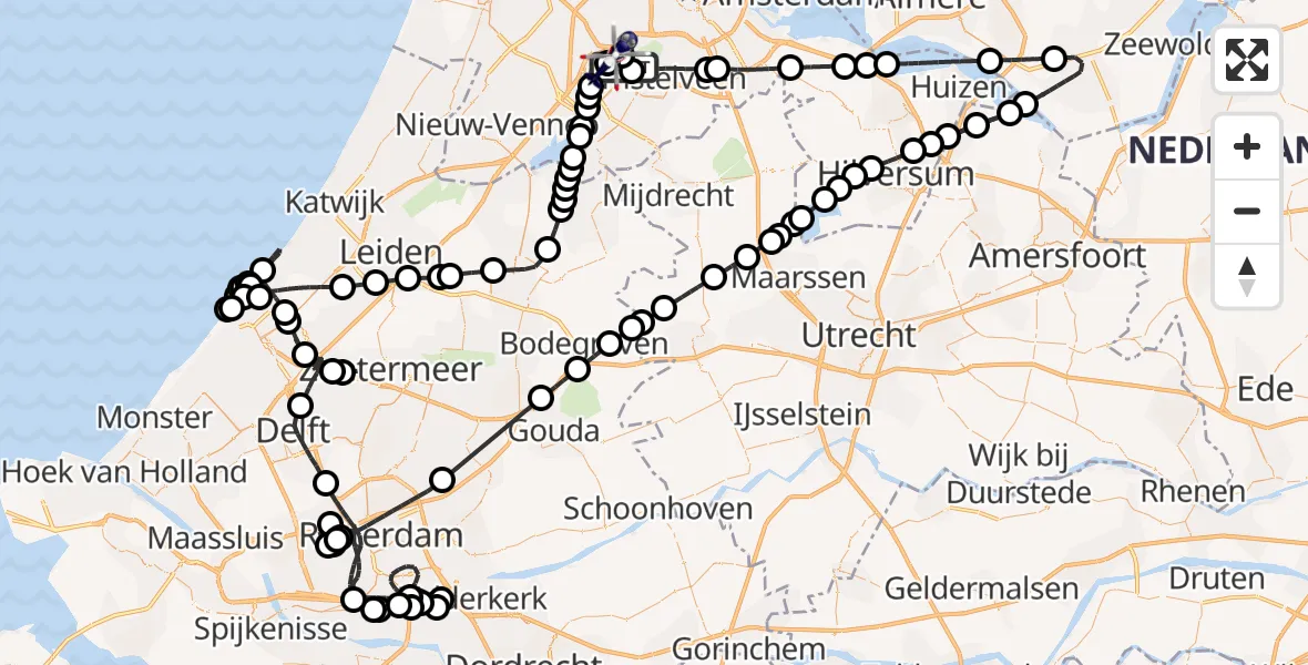 Vluchtroute Politiehelikopter Amsterdam Vliegveld Schiphol - Amsterdam Vliegveld Schiphol, 19 augustus 2026, 13:23