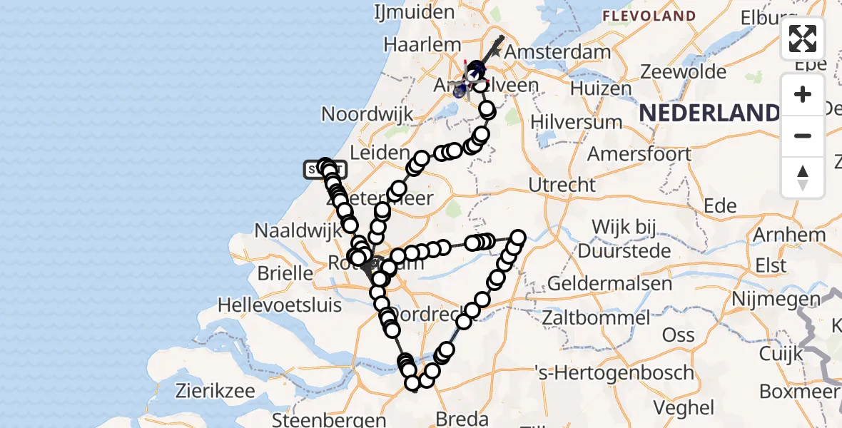 Vluchtroute Politiehelikopter 's-Gravenhage - Amsterdam Vliegveld Schiphol, 19 augustus 2026, 18:27