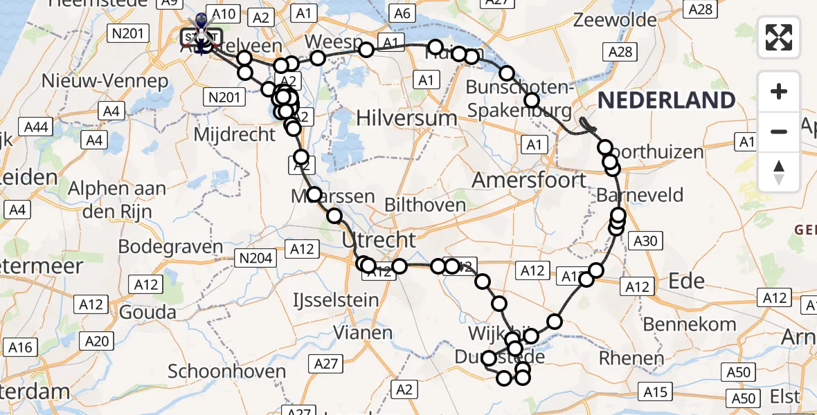 Vluchtroute Politiehelikopter Amsterdam Vliegveld Schiphol - Amsterdam Vliegveld Schiphol, 20 augustus 2026, 07:46