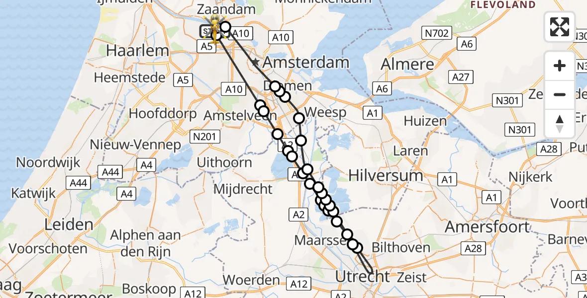 Vluchtroute Traumahelikopter Amsterdam Heliport - Amsterdam Heliport, 20 augustus 2026, 10:25