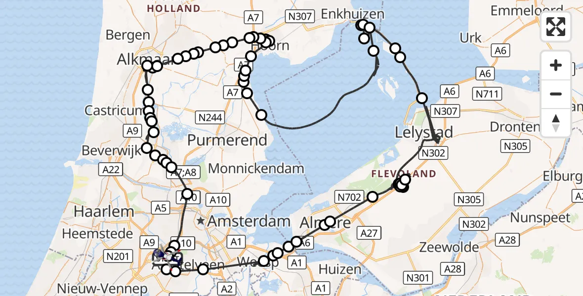 Vluchtroute Politiehelikopter Amsterdam Vliegveld Schiphol - Amsterdam Vliegveld Schiphol, 20 augustus 2026, 13:45