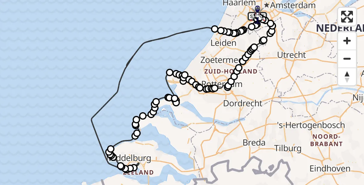 Vluchtroute Politiehelikopter Amsterdam Vliegveld Schiphol - Amsterdam Vliegveld Schiphol, 20 augustus 2026, 17:08