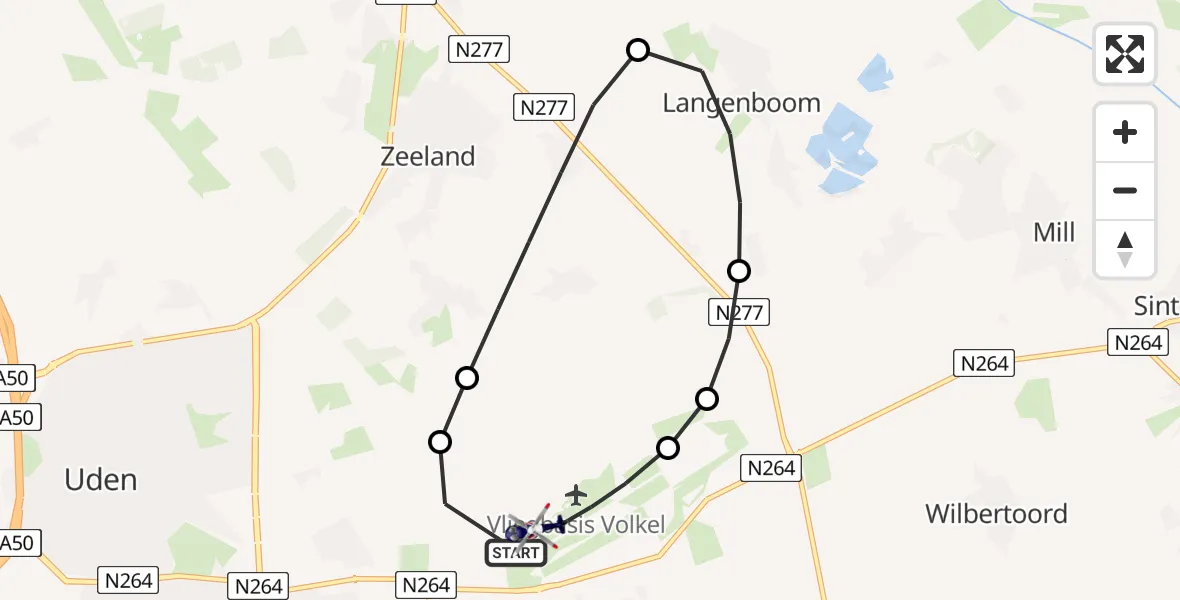 Vluchtroute Politiehelikopter Vliegbasis Volkel - Vliegbasis Volkel, 21 augustus 2026, 06:47
