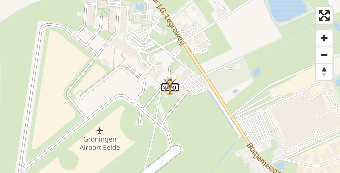Vluchtroute Traumahelikopter Groningen Airport Eelde - Groningen Airport Eelde, 21 augustus 2026, 07:17