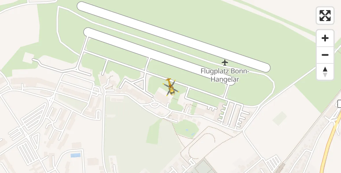 Vluchtroute Traumahelikopter Bonn-Hangelar Flugplatz - Bonn-Hangelar Flugplatz, 21 augustus 2026, 09:03