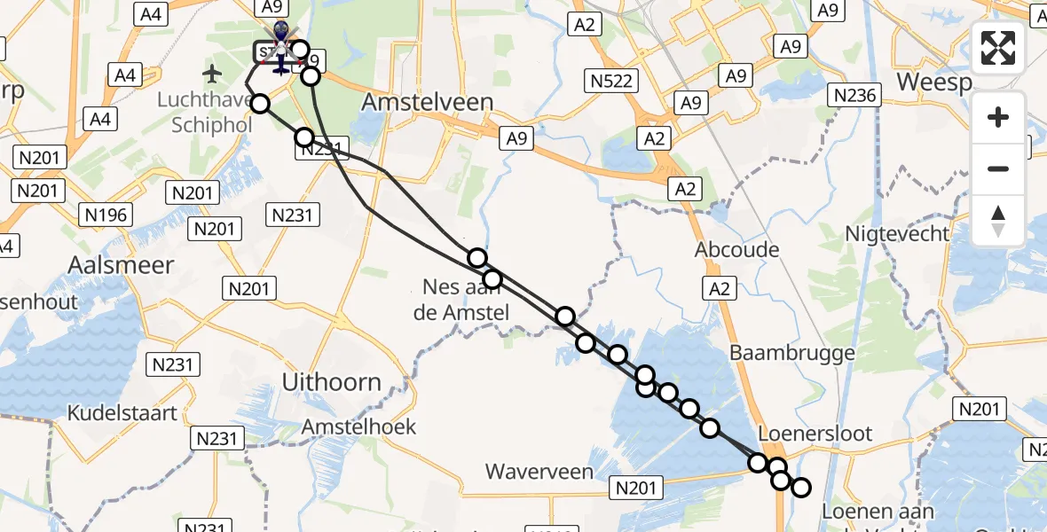 Vluchtroute Politiehelikopter Amsterdam Vliegveld Schiphol - Amsterdam Vliegveld Schiphol, 21 augustus 2026, 11:40