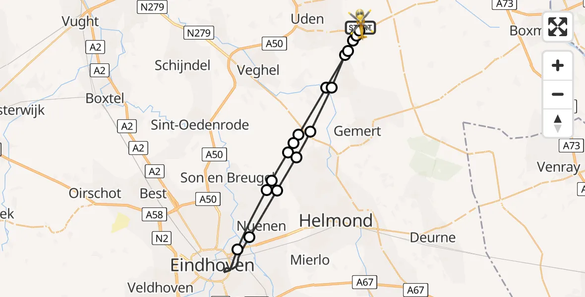 Vluchtroute Traumahelikopter Vliegbasis Volkel - Vliegbasis Volkel, 21 augustus 2026, 12:33