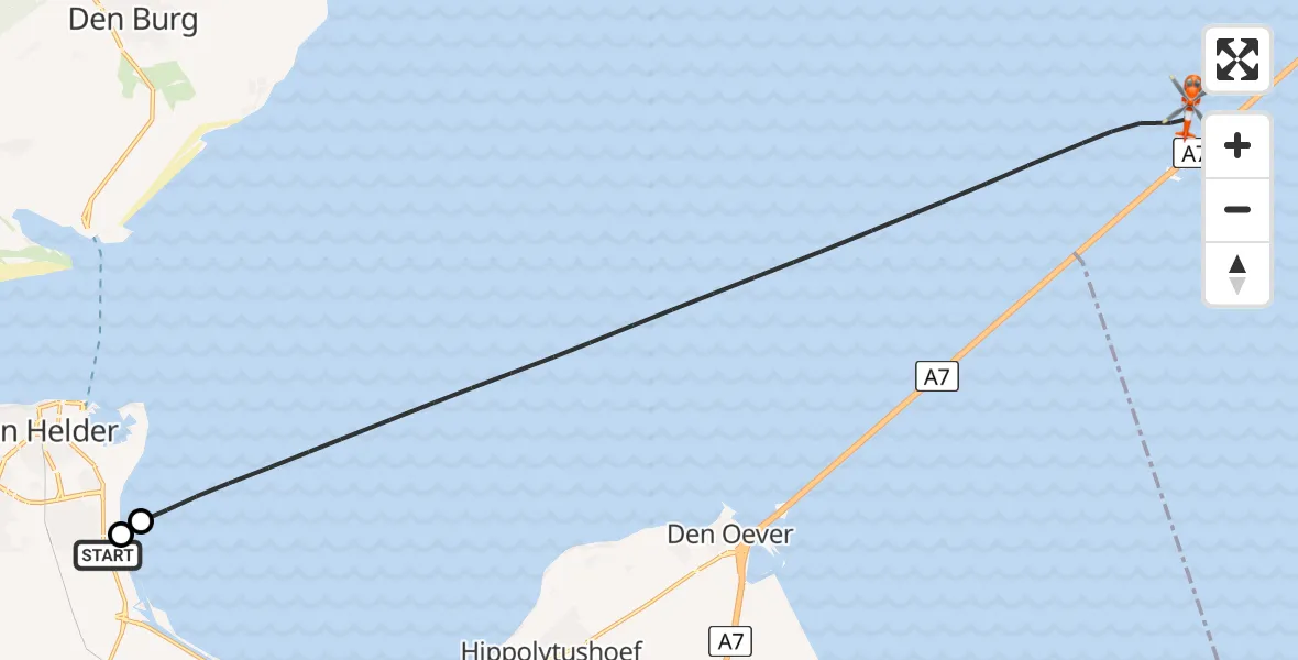 Vluchtroute Kustwachthelikopter Militair vliegveld De Kooy / Den Helder Airport - Waddenzee, 21 augustus 2026, 13:33
