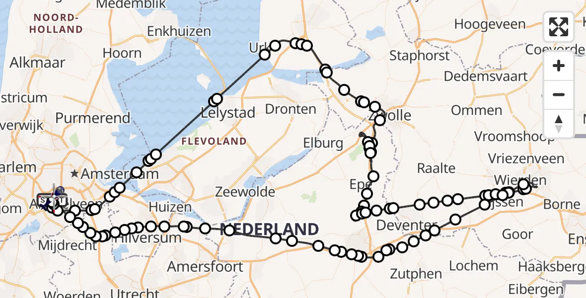 Vluchtroute Politiehelikopter Amsterdam Vliegveld Schiphol - Amsterdam Vliegveld Schiphol, 21 augustus 2026, 13:37