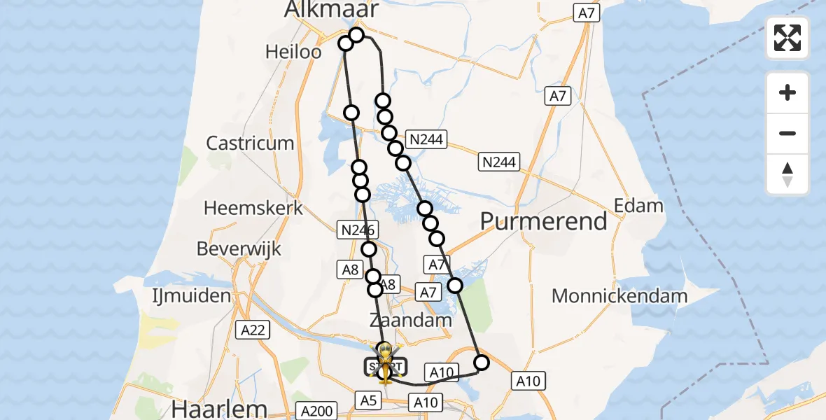 Vluchtroute Traumahelikopter Amsterdam Heliport - Amsterdam Heliport, 21 augustus 2026, 17:57