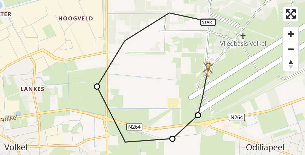 Vluchtroute Traumahelikopter Vliegbasis Volkel - Vliegbasis Volkel, 21 augustus 2026, 18:15