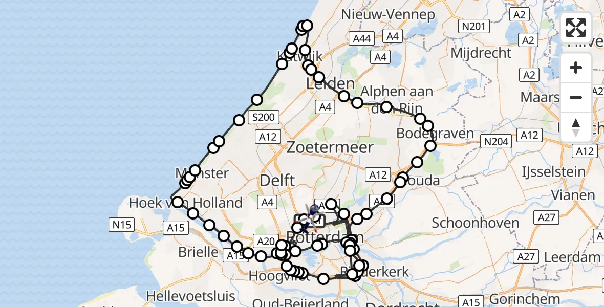 Vluchtroute Politiehelikopter Rotterdam The Hague Airport - Rotterdam The Hague Airport, 21 augustus 2026, 18:18