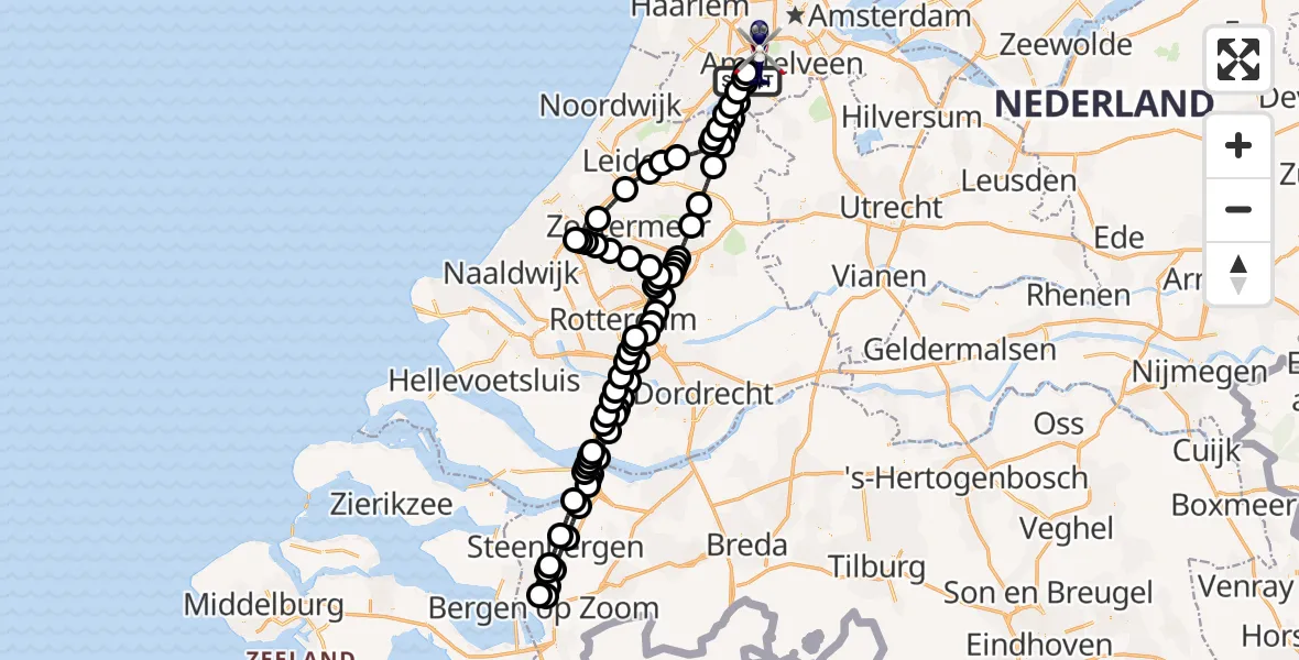 Vluchtroute Politiehelikopter Amsterdam Vliegveld Schiphol - Amsterdam Vliegveld Schiphol, 22 augustus 2026, 02:06