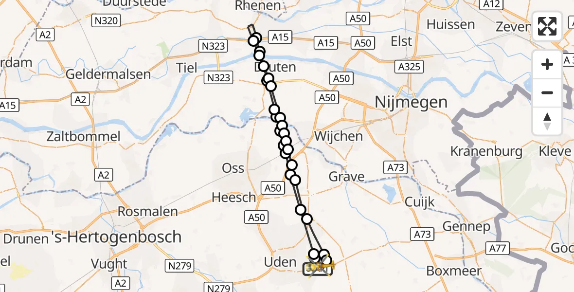 Vluchtroute Traumahelikopter Vliegbasis Volkel - Vliegbasis Volkel, 22 augustus 2026, 07:47
