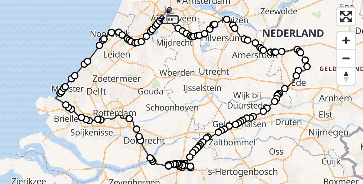 Vluchtroute Politiehelikopter Amstelveen - Amsterdam Vliegveld Schiphol, 22 augustus 2026, 08:38