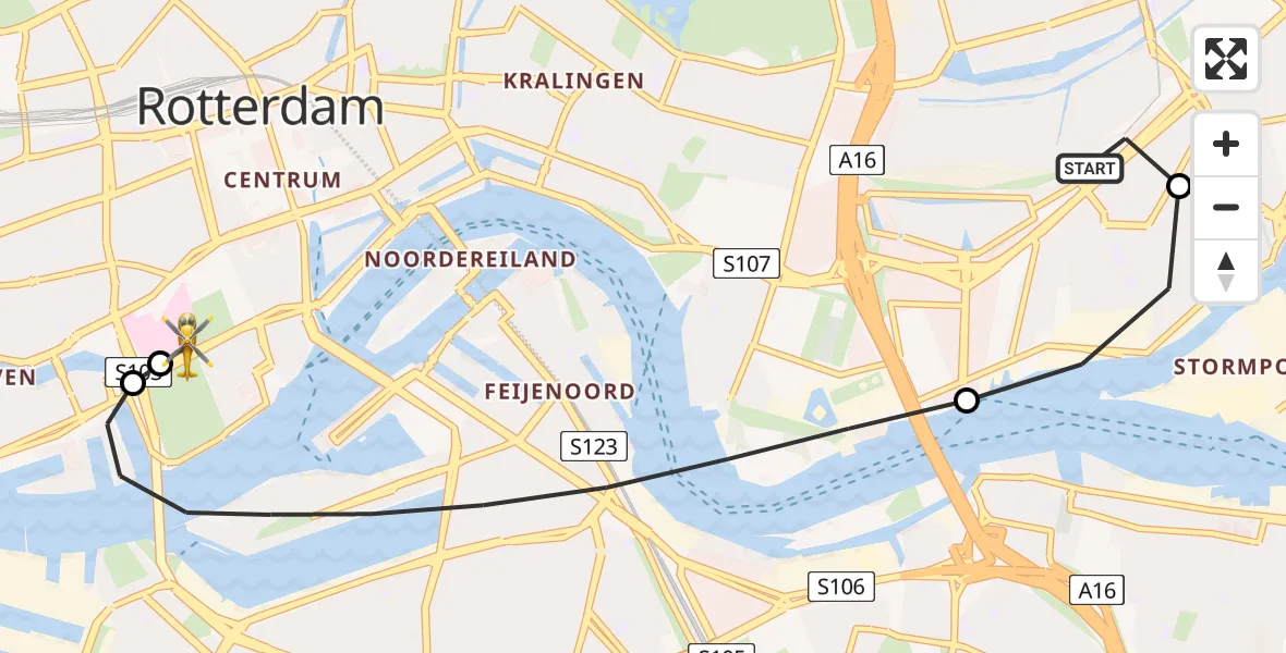 Vluchtroute Traumahelikopter Rotterdam - Erasmus MC, 22 augustus 2026, 09:51