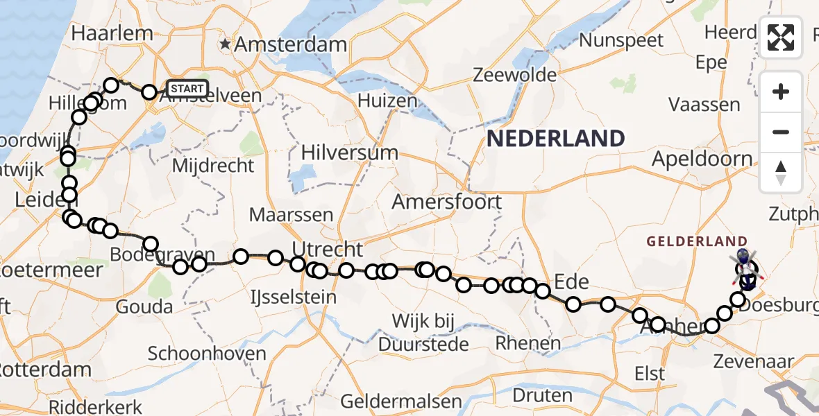 Vluchtroute Politiehelikopter Amsterdam Vliegveld Schiphol - Dieren, 22 augustus 2026, 13:38