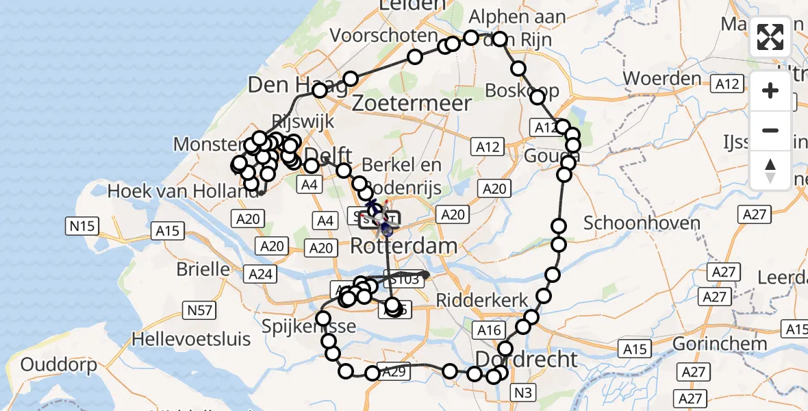Vluchtroute Politiehelikopter Rotterdam The Hague Airport - Rotterdam The Hague Airport, 22 augustus 2026, 13:44