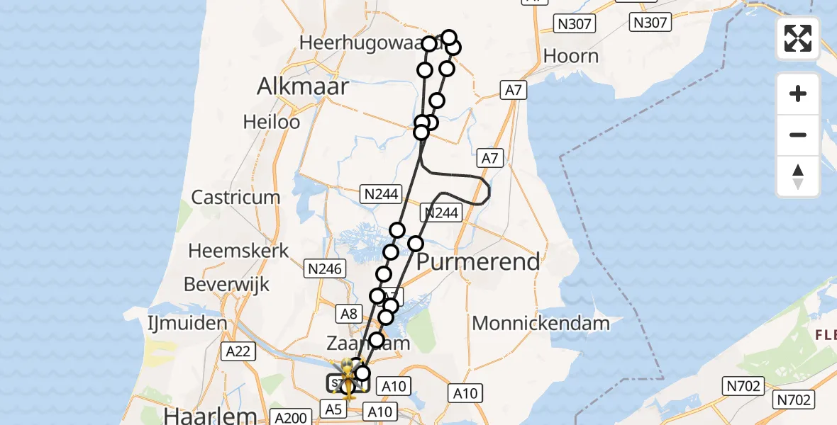 Vluchtroute Traumahelikopter Amsterdam Heliport - Amsterdam Heliport, 22 augustus 2026, 14:04