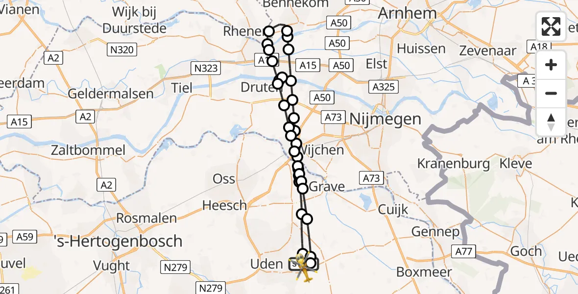 Vluchtroute Traumahelikopter Vliegbasis Volkel - Vliegbasis Volkel, 22 augustus 2026, 14:58