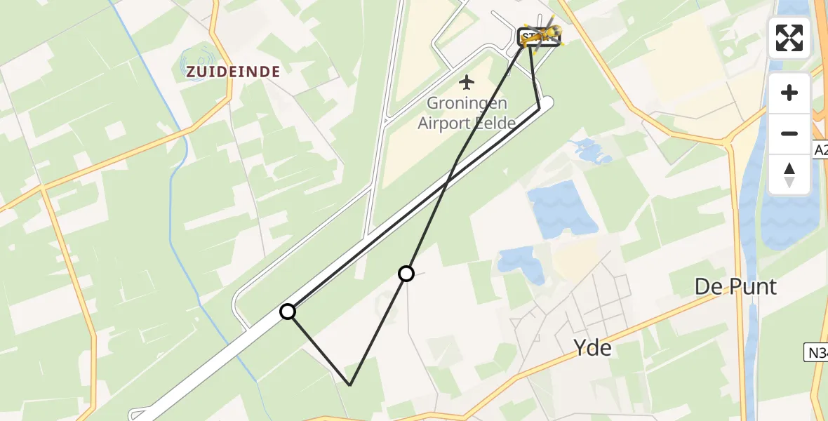 Vluchtroute Traumahelikopter Groningen Airport Eelde - Groningen Airport Eelde, 22 augustus 2026, 17:58