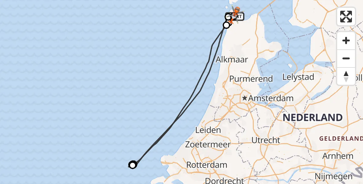 Vluchtroute Kustwachthelikopter Militair vliegveld De Kooy / Den Helder Airport - Militair vliegveld De Kooy / Den Helder Airport, 23 augustus 2026, 00:02