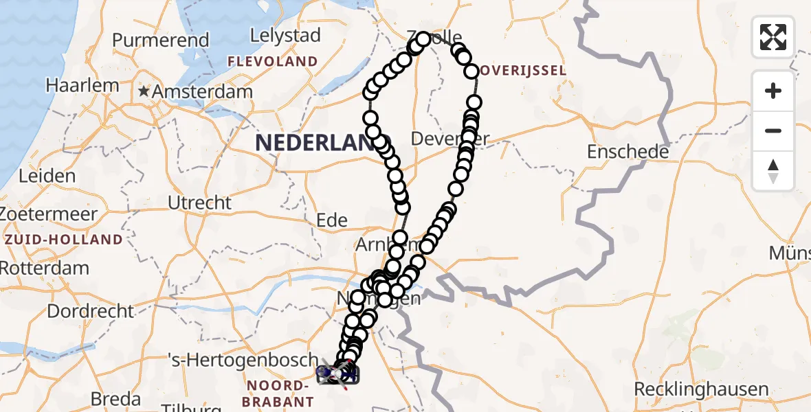 Vluchtroute Politiehelikopter Vliegbasis Volkel - Vliegbasis Volkel, 23 augustus 2026, 08:18