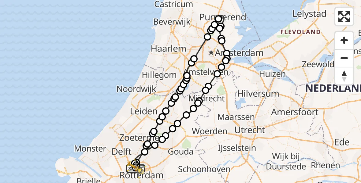 Vluchtroute Traumahelikopter Rotterdam The Hague Airport - Rotterdam The Hague Airport, 23 augustus 2026, 08:42