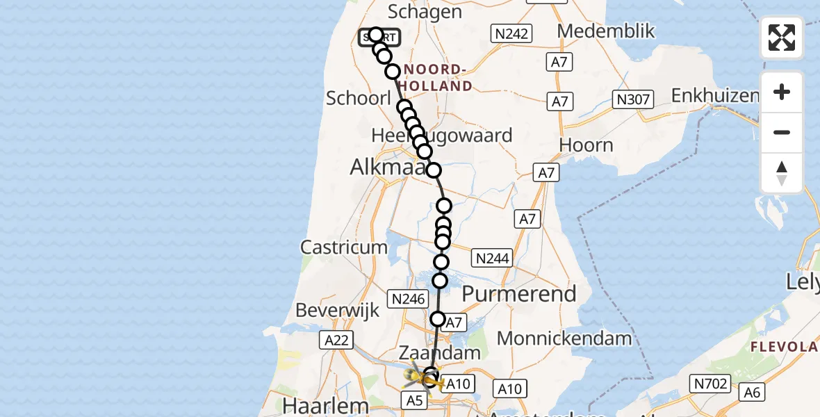 Vluchtroute Traumahelikopter Sint Maarten - Amsterdam Heliport, 23 augustus 2026, 08:56