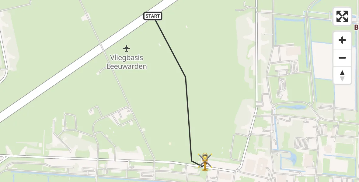 Vluchtroute Ambulancehelikopter Vliegbasis Leeuwarden - Vliegbasis Leeuwarden, 23 augustus 2026, 09:33