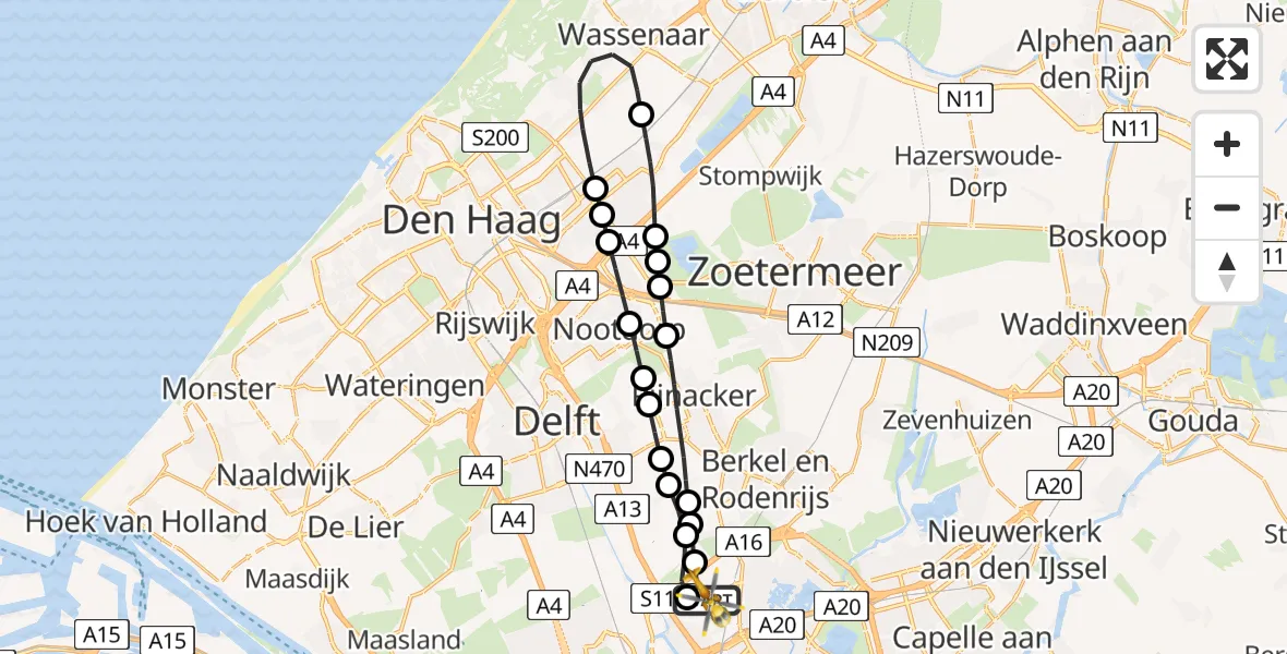 Vluchtroute Traumahelikopter Rotterdam The Hague Airport - Rotterdam The Hague Airport, 23 augustus 2026, 13:23