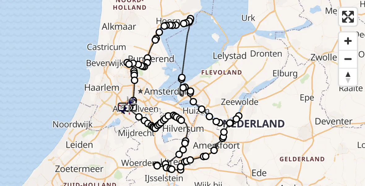 Vluchtroute Politiehelikopter Amsterdam Vliegveld Schiphol - Amsterdam Vliegveld Schiphol, 23 augustus 2026, 13:50