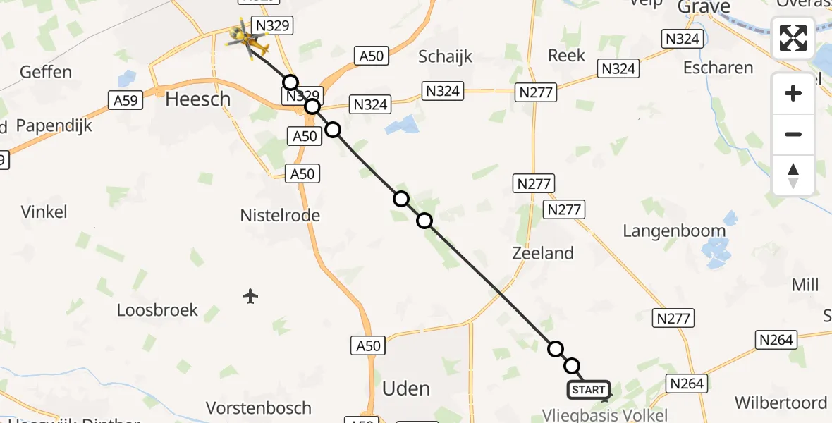 Vluchtroute Traumahelikopter Vliegbasis Volkel - Oss, 23 augustus 2026, 17:42