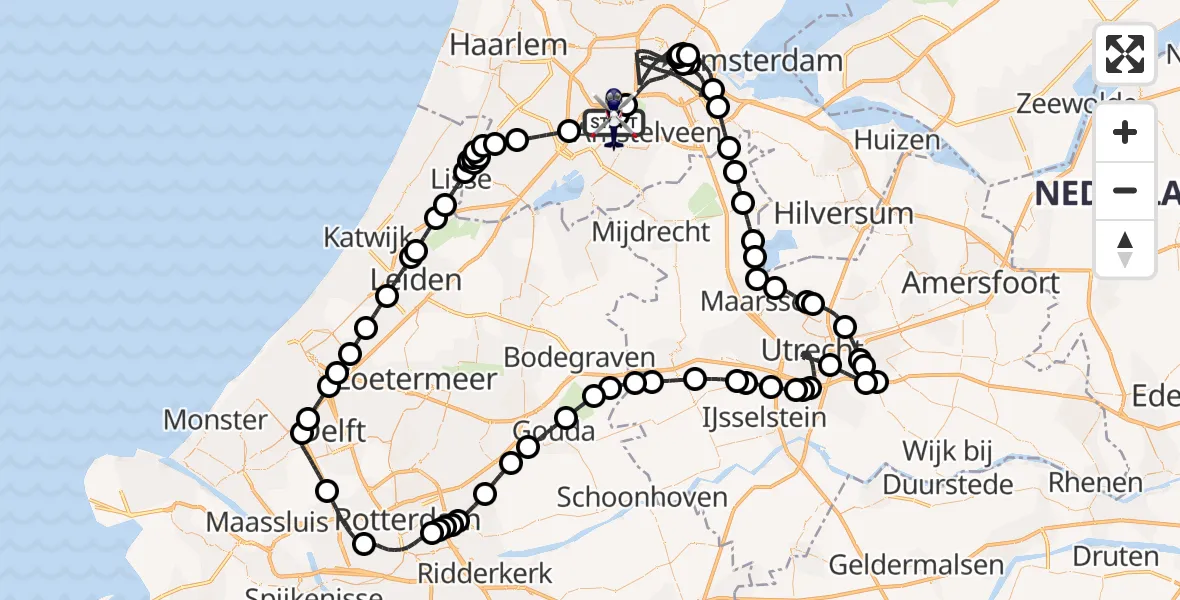 Vluchtroute Politiehelikopter Amsterdam Vliegveld Schiphol - Amsterdam Vliegveld Schiphol, 23 augustus 2026, 18:14