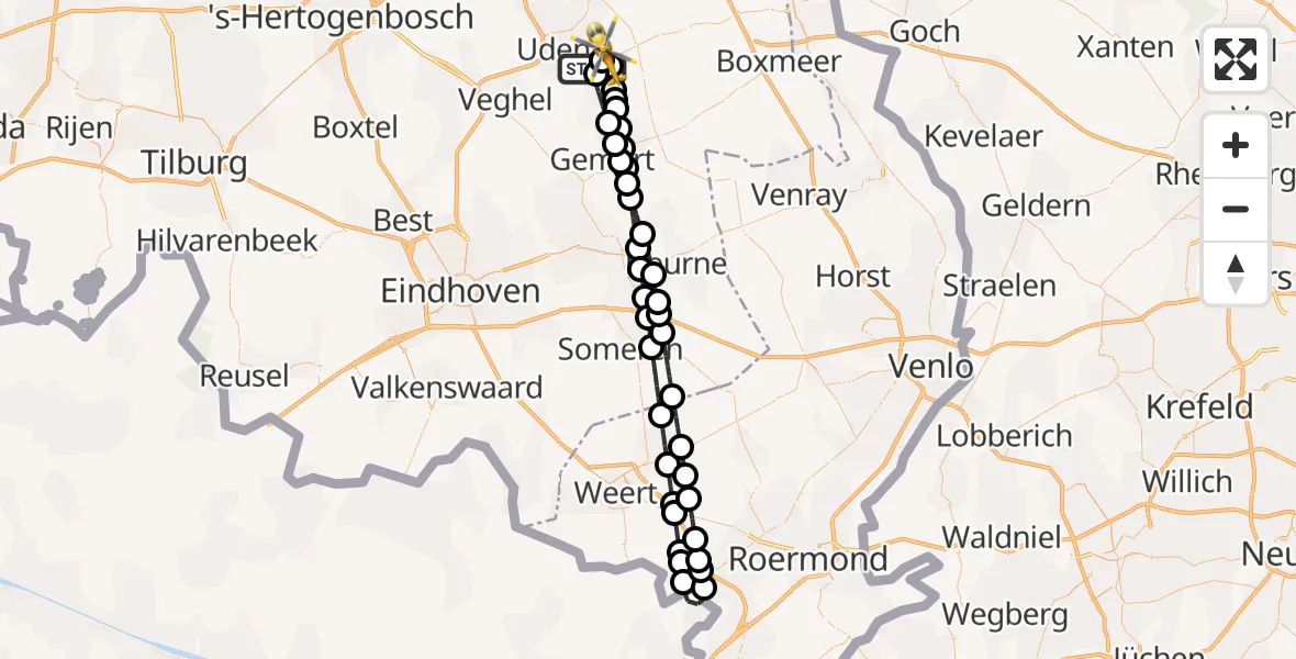 Vluchtroute Traumahelikopter Volkel - Vliegbasis Volkel, 24 augustus 2026, 06:40