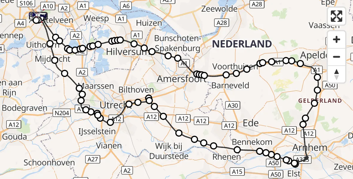 Vluchtroute Politiehelikopter Amsterdam Vliegveld Schiphol - Amsterdam Vliegveld Schiphol, 24 augustus 2026, 07:30