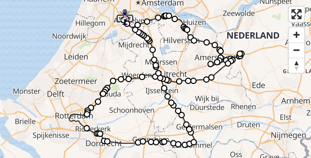 Vluchtroute Politiehelikopter Amsterdam Vliegveld Schiphol - Amsterdam Vliegveld Schiphol, 24 augustus 2026, 08:43