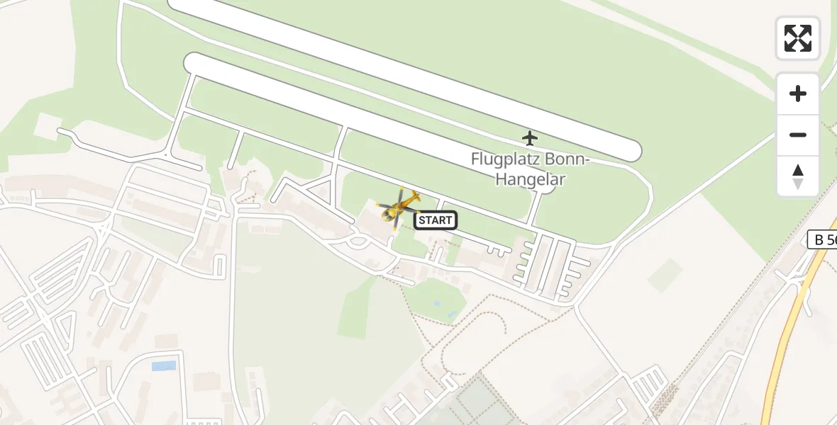 Vluchtroute Traumahelikopter Bonn-Hangelar Flugplatz - Bonn-Hangelar Flugplatz, 24 augustus 2026, 09:04