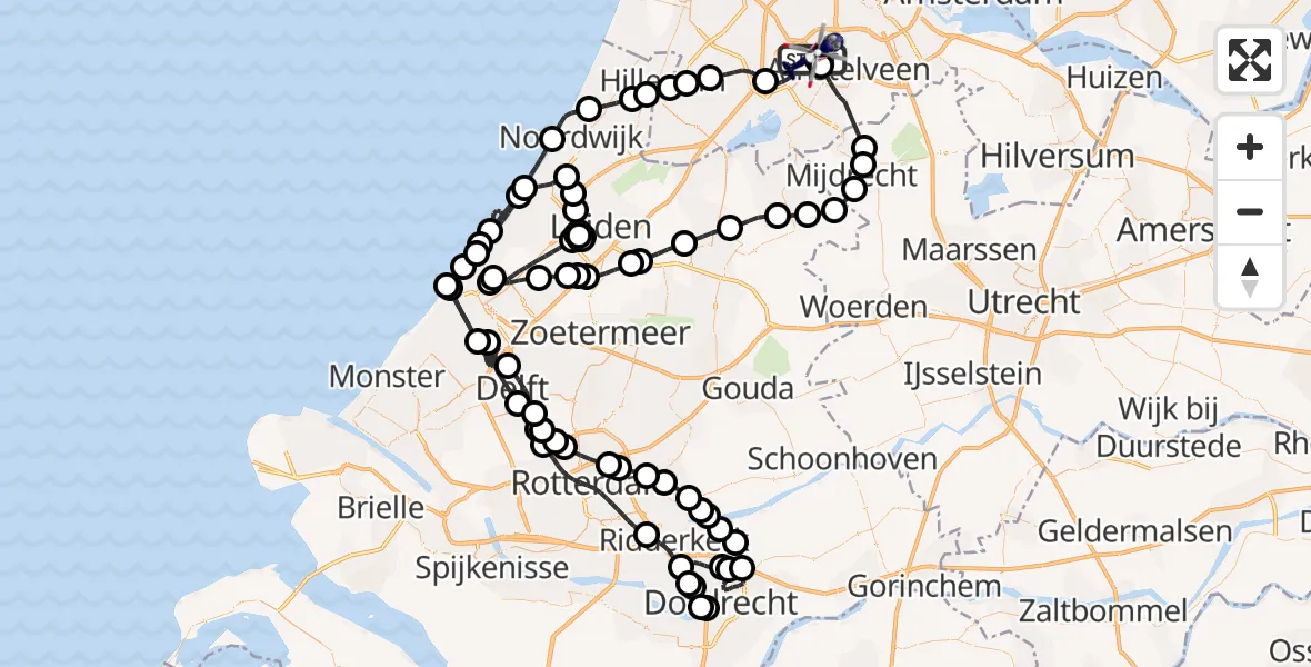 Vluchtroute Politiehelikopter Amsterdam Vliegveld Schiphol - Amsterdam Vliegveld Schiphol, 24 augustus 2026, 10:37