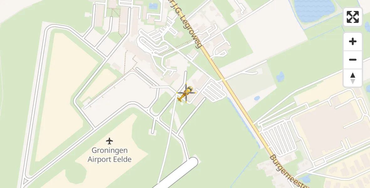 Vluchtroute Traumahelikopter Groningen Airport Eelde - Groningen Airport Eelde, 24 augustus 2026, 11:19