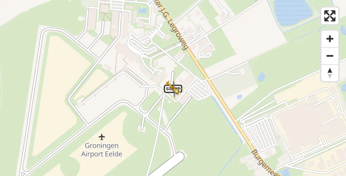 Vluchtroute Traumahelikopter Groningen Airport Eelde - Groningen Airport Eelde, 24 augustus 2026, 11:42